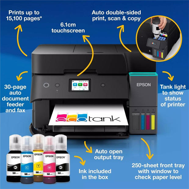 Black - Epson - EcoTank ET-4950 A4 Multifunction Wi-Fi Ink Tank Printer With Up To 3 Years Of Ink Included