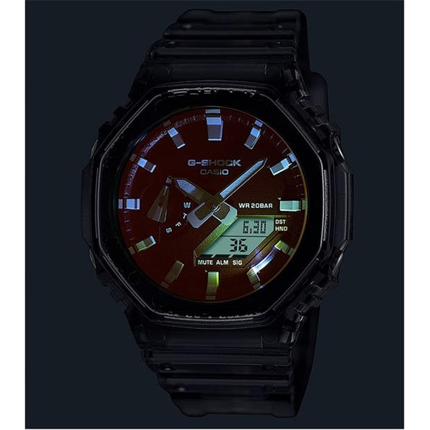 Черно - G SHOCK - GA-2100 Beach Time Lapse Grey Octagon Quartz 200M Water Resistant Digital Watch