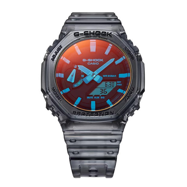 Черно - G SHOCK - GA-2100 Beach Time Lapse Grey Octagon Quartz 200M Water Resistant Digital Watch