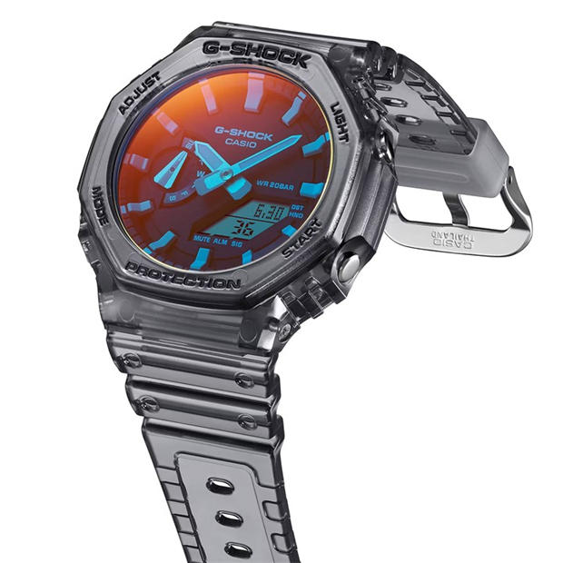 Черно - G SHOCK - GA-2100 Beach Time Lapse Grey Octagon Quartz 200M Water Resistant Digital Watch