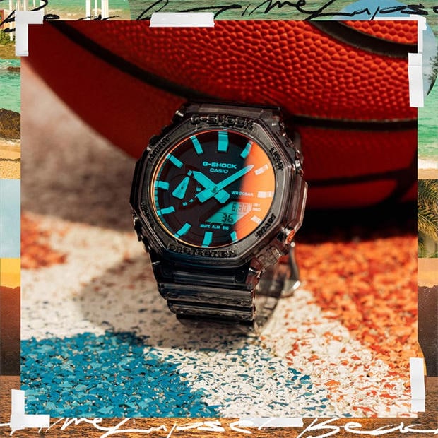 Черно - G SHOCK - GA-2100 Beach Time Lapse Grey Octagon Quartz 200M Water Resistant Digital Watch