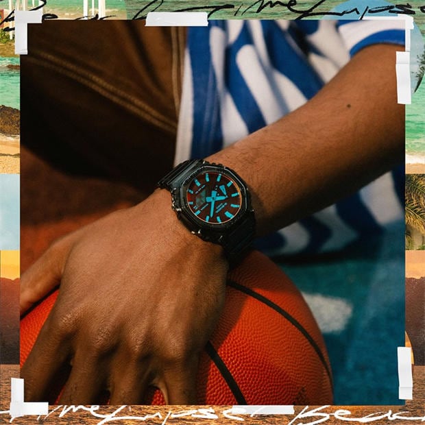 Черно - G SHOCK - GA-2100 Beach Time Lapse Grey Octagon Quartz 200M Water Resistant Digital Watch