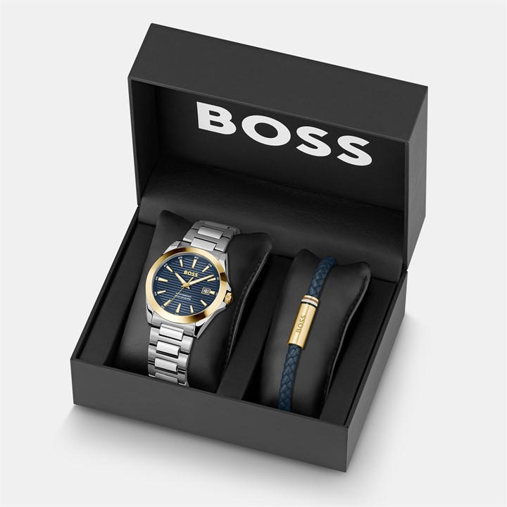 Boss Men's  Gents Strike A Watch And Bracelet Gift Set, Sports Direct