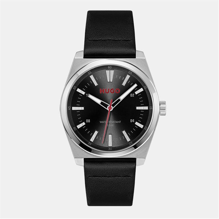 Hugo Men's Black Gents #Ark Leather Strap Watch, Sports Direct