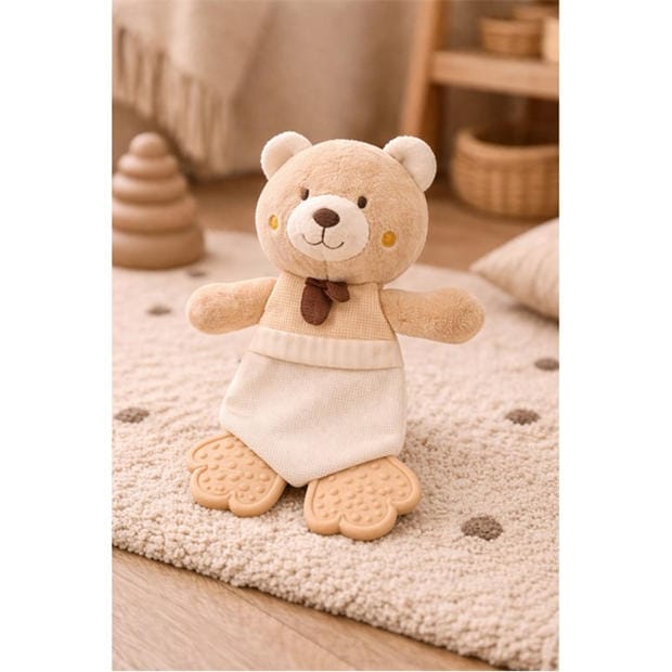 Taupe - Cute and Co - Cute & Co  Baby Bear Comforter with Rattle Teethers and Crinkle Paper