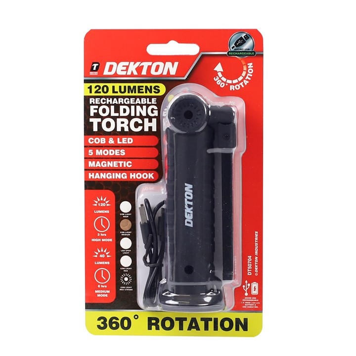 Dekton  Black Rechargeable Work Light, Sports Direct