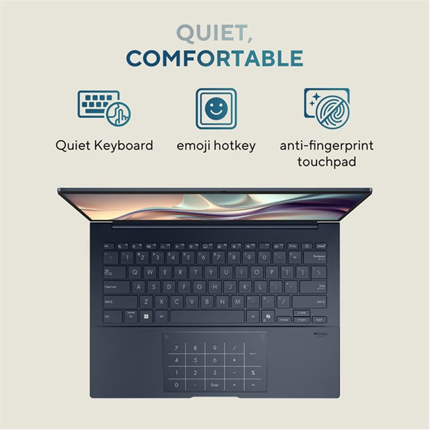 Ponder Blue - ASUS - Zenbook 14 OLED UX3405CA-QL241W Intel Core Ultra 5 225H 16GB RAM 512GB SSD 14 Touchscreen Wind