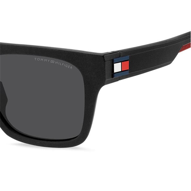 Matte Black Red - Tommy Hilfiger - Men's Rec Flat Top Round Sunglasses
