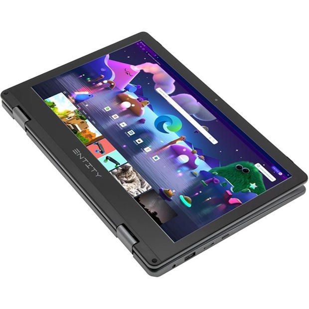 Black/Grey - Entity - Book 11.6 Inch Touchscreen 2-in-1 Laptop - Intel Celeron N4020
