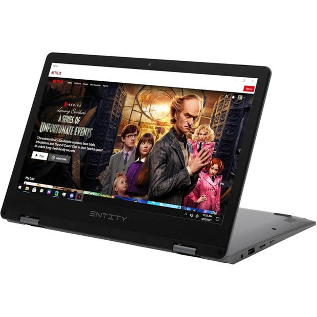 Black/Grey - Entity - Book 11.6 Inch Touchscreen 2-in-1 Laptop - Intel Celeron N4020
