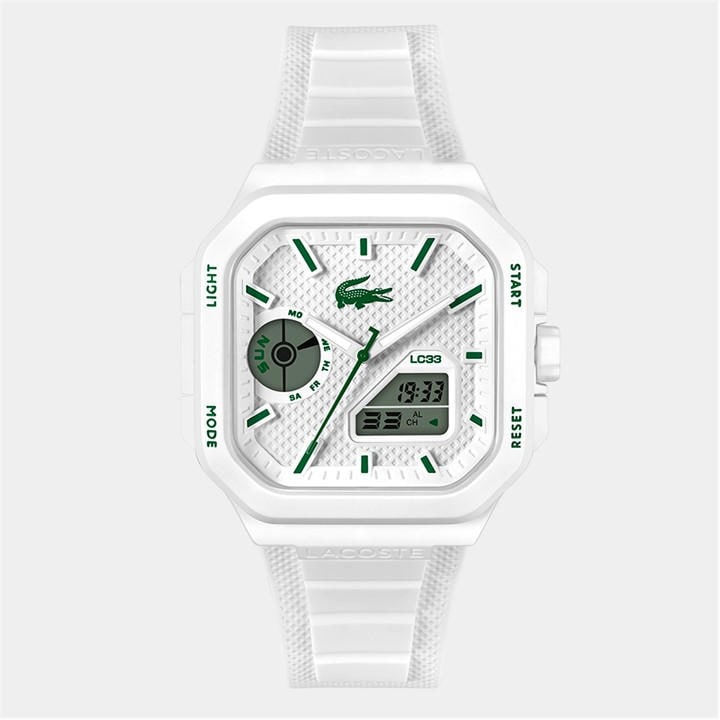 Lacoste Men's White Lc33 Silicone Analog-Digital Watch, Sports Direct