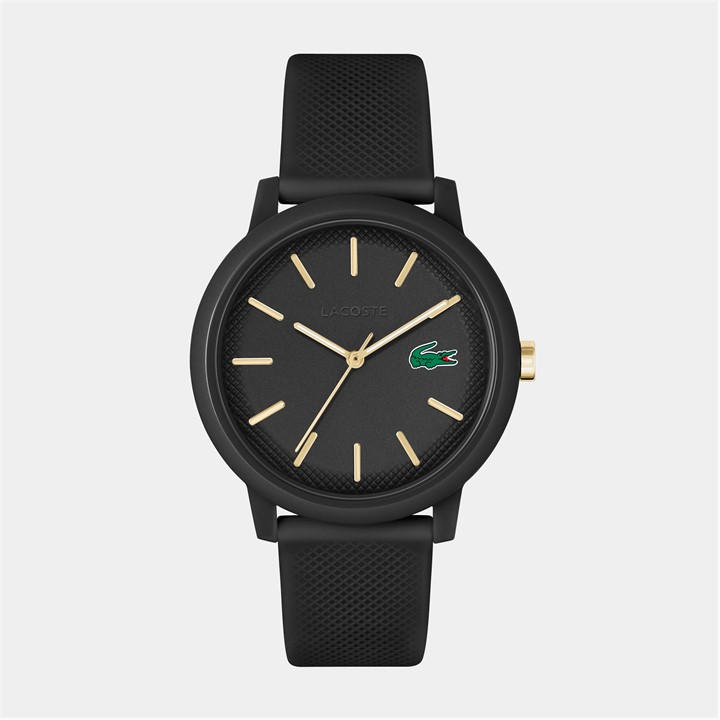 Lacoste Men's Black .12.12 ’S Silicone Strap Watch, Sports Direct