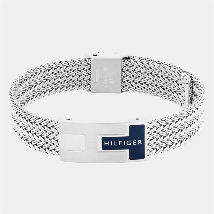 Tommy Hilfiger Men's Silver ’S Nautical Stainless Steel Mesh Bracelet, Sports Direct