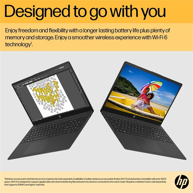 Black - HP - HP 15-FC0057NA 15 Inch Laptop - AMD Ryzen 5 7520U 8GB 512GB SSD