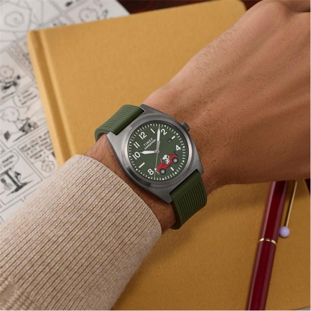 Green/Silver - Timex - Men's Peanuts Quartz Analogue Watch