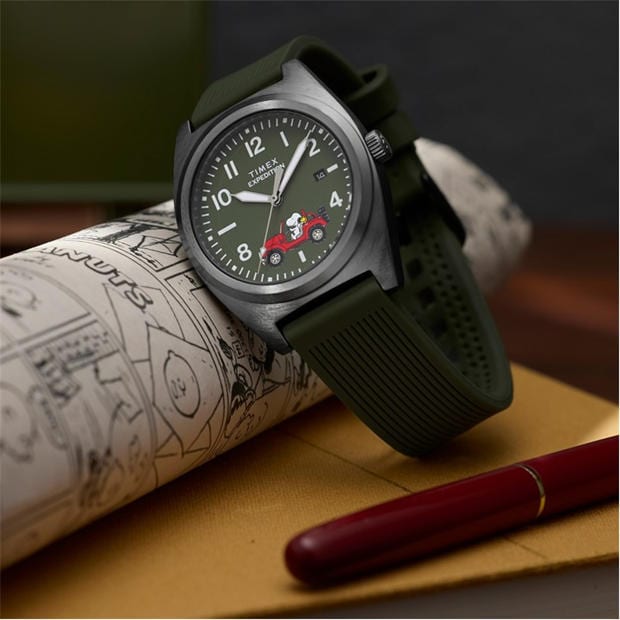 Green/Silver - Timex - Men's Peanuts Quartz Analogue Watch
