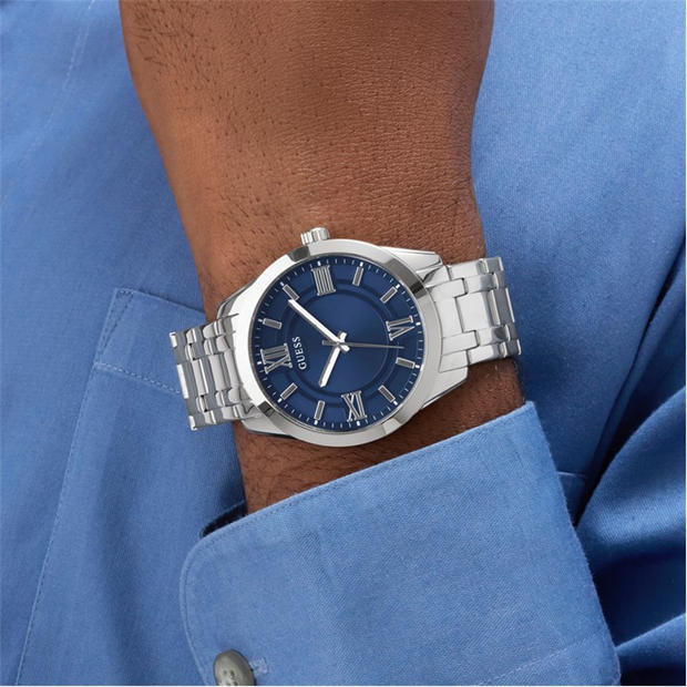 Silver/Blue - Guess - Men's Elliot Boxset Quartz Analogue Watch