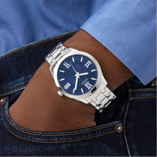 Silver/Blue - Guess - Men's Elliot Boxset Quartz Analogue Watch