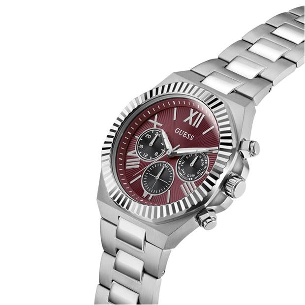 Burgundy/Silver - Guess - Men's Equity Quartz Analogue Watch