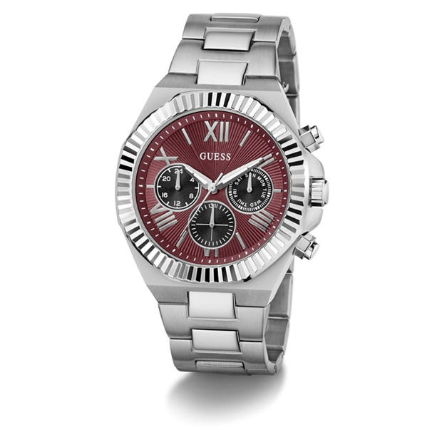Burgundy/Silver - Guess - Men's Equity Quartz Analogue Watch