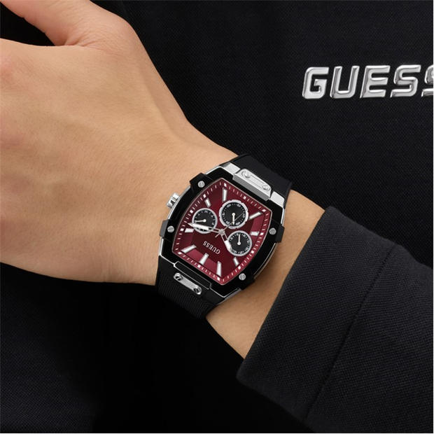 Burgundy/Silver - Guess - Men's Phoenix Quartz Analogue Watch