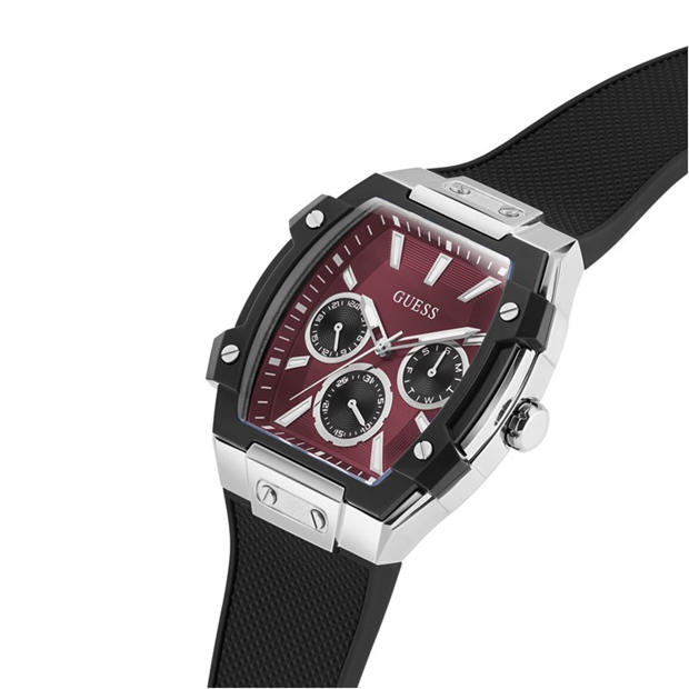 Burgundy/Silver - Guess - Men's Phoenix Quartz Analogue Watch