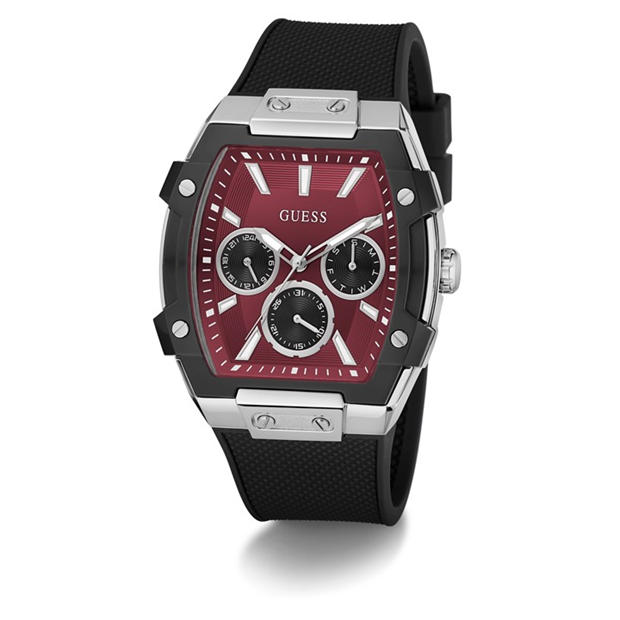 Burgundy/Silver - Guess - Men's Phoenix Quartz Analogue Watch