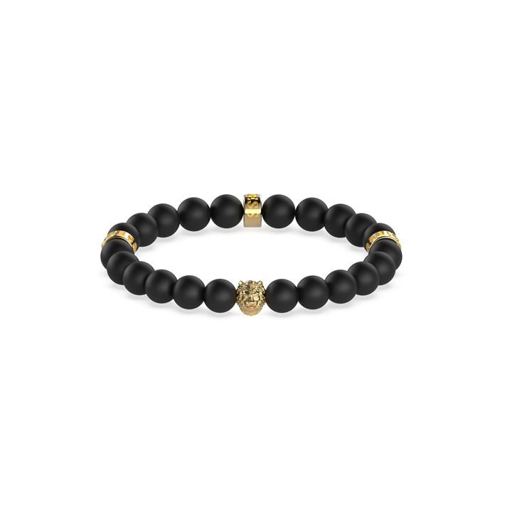 Guess Men's Gold Black Beads & 12Mm Lion Bracelet, Sports Direct