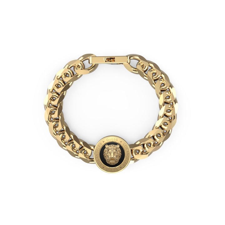 Guess Men's Gold 21Mm Lion Coin & Black Bracelet, Sports Direct