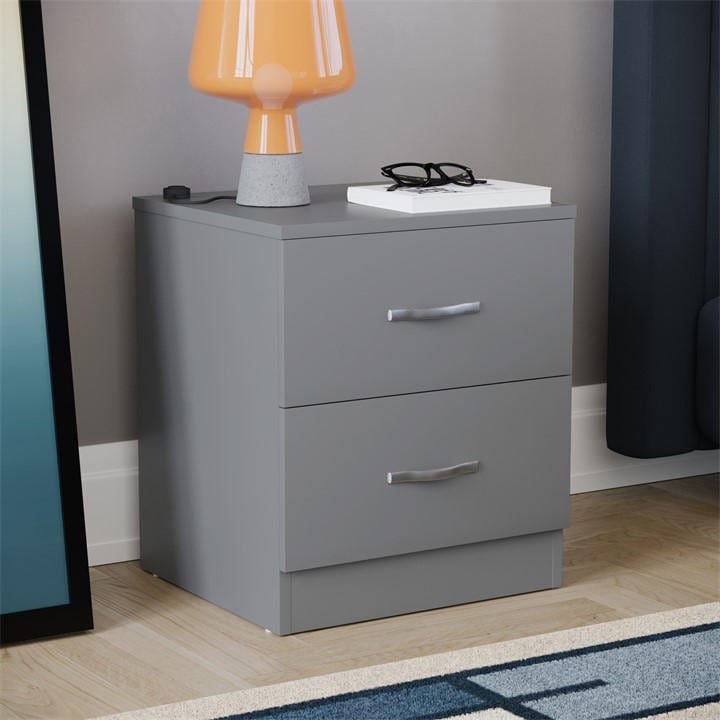 Lassic  Grey Vida Designs Riano 2 Drawer Bedside Chest, Sports Direct