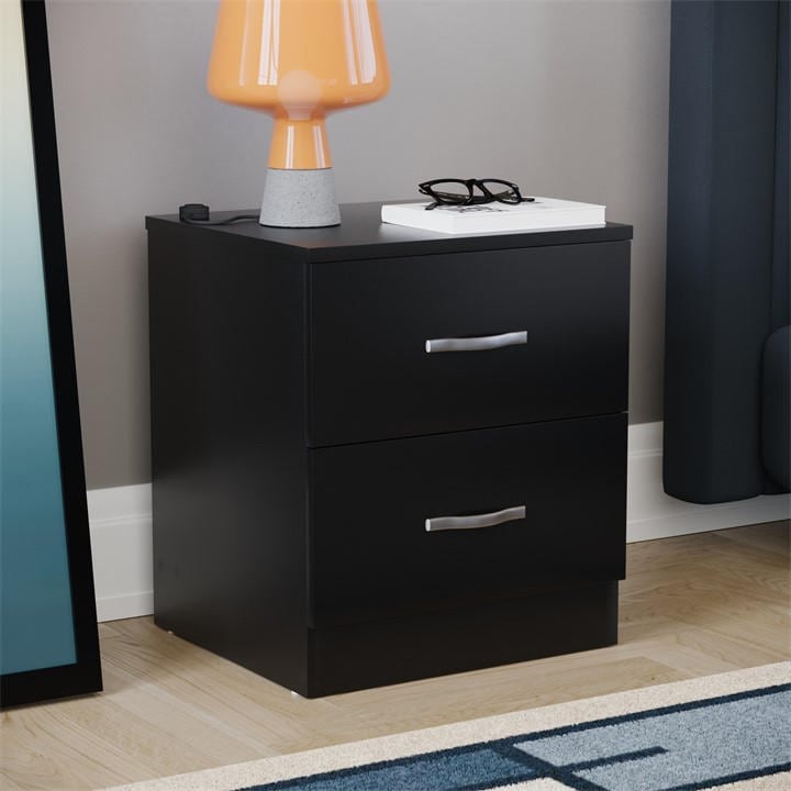 Lassic  Black Vida Designs Riano 2 Drawer Bedside Chest, Sports Direct
