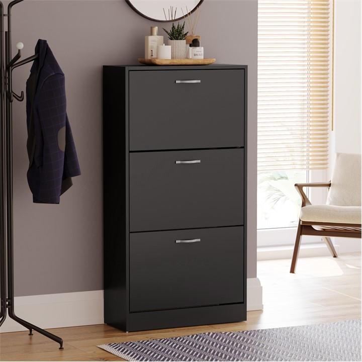 Lassic  Black Vida Designs 3 Drawer Shoe Cabinet, Sports Direct
