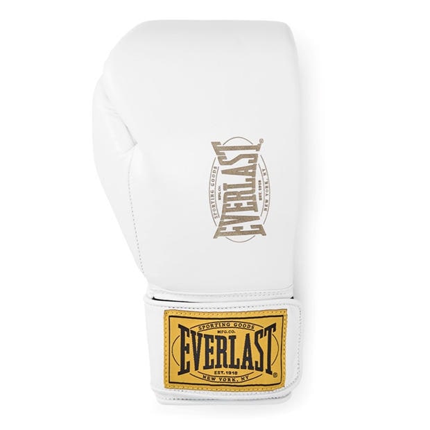 White - Everlast - 1910 Pro Leather Hook and Loop Boxing Gloves