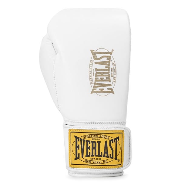 White - Everlast - 1910 Pro Leather Hook and Loop Boxing Gloves