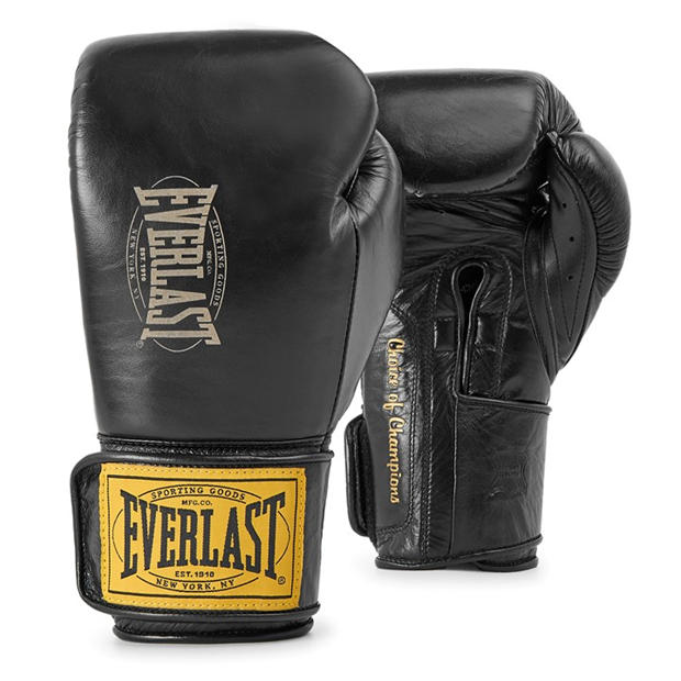 Black - Everlast - 1910 Pro Leather Hook and Loop Boxing Gloves