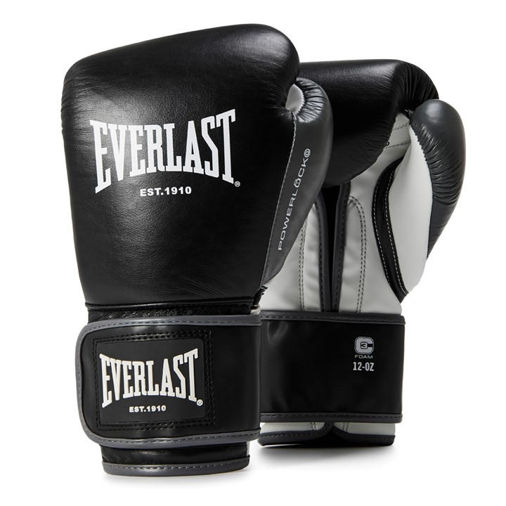 Everlast  Black Powerlock Og Advanced Training Glove Hook & Loop in Size 10oz, Sports Direct