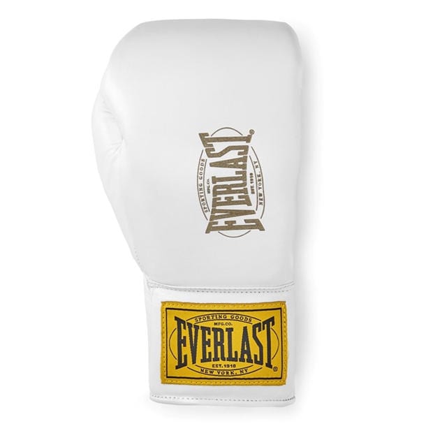White - Everlast - 1910 Pro Leather Laced Boxing Gloves