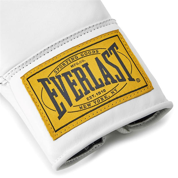 White - Everlast - 1910 Pro Leather Laced Boxing Gloves