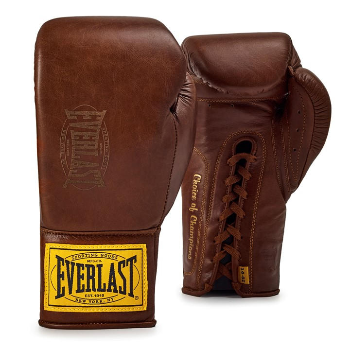 Everlast  Brown 1910 Pro Leather Laced Boxing Gloves in Size 14oz, Sports Direct