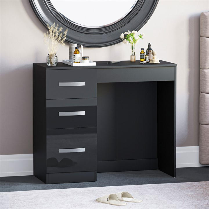 Lassic  Black Vida Designs Hulio 3-Drawer Dressing Table, Sports Direct