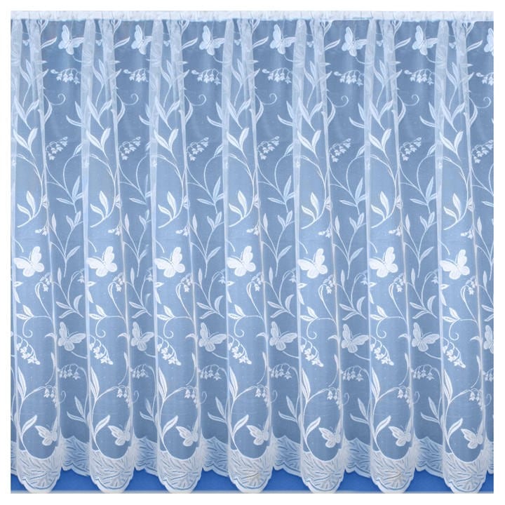 Tyrone Textiles  White Hawaii Floral Butterfly Net Panel Curtain in Size 500x122cm, Sports Direct