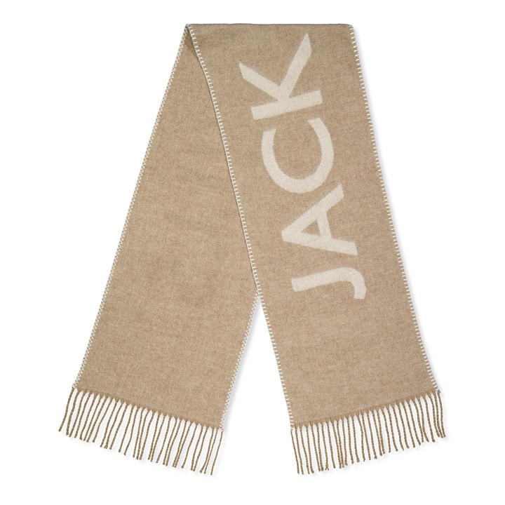 Jack Wills Women's Neutral Jw Intarsia Oversized Scarf, Sports Direct