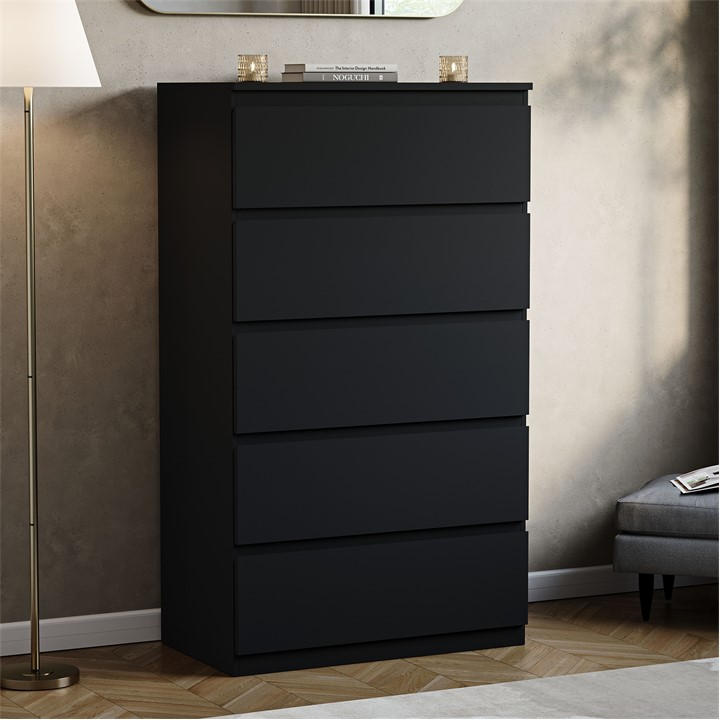 Lassic Black Vida Designs Denver 5 Drawer Chest, Sports Direct