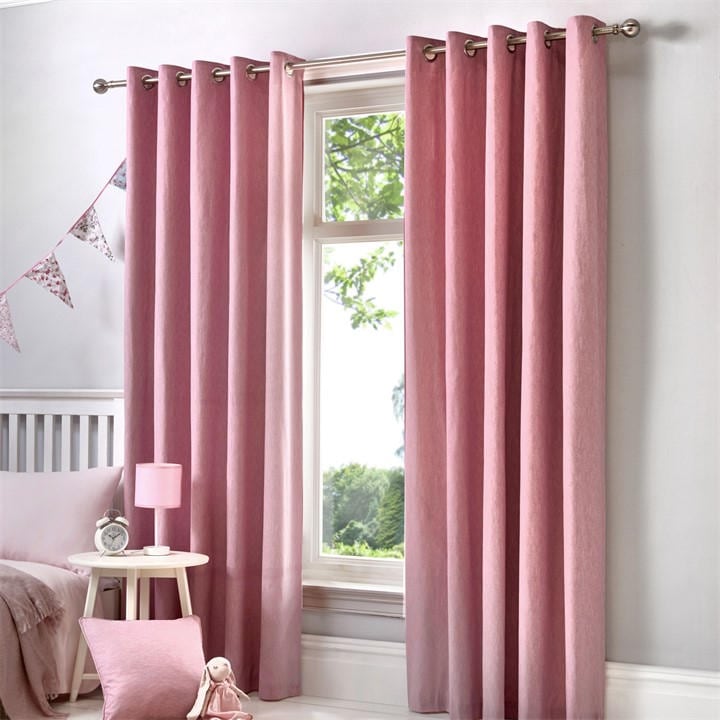 Fusion  Pink Sorbonne 100% Cotton Pair Of Eyelet Curtains in Size 66x72 Inch, Sports Direct