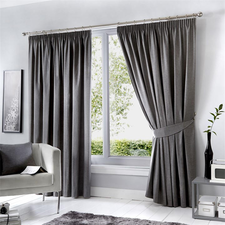 Fusion  Grey Dijon Blackout Thermally Insulated Curtains in Size 46x54 Inch, Sports Direct