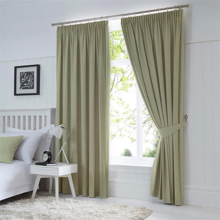Fusion  Green Dijon Blackout Thermally Insulated Curtains in Size 46x54 Inch, Sports Direct