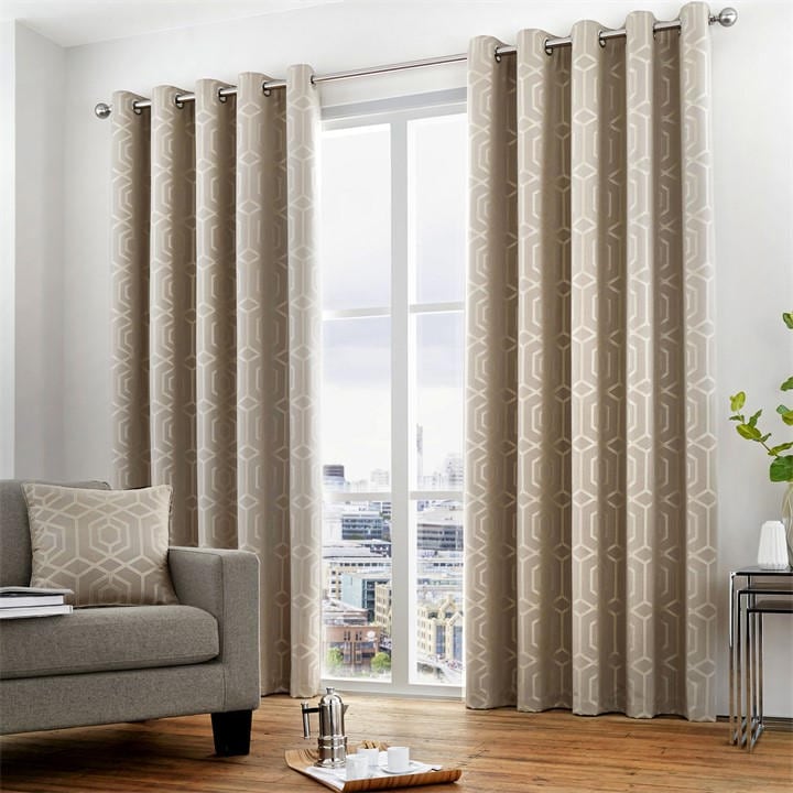 Curtina  Neutral Camberwell Pair Of Eyelet Curtains, Sports Direct