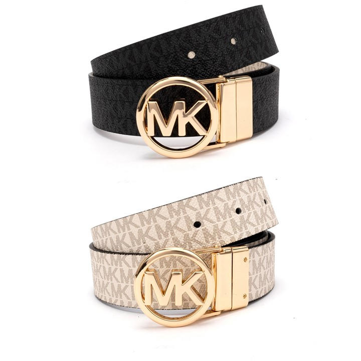 Michael Michael Kors Women' Black Reversible Mk Logo Leather Belt in Size S, Sports Direct