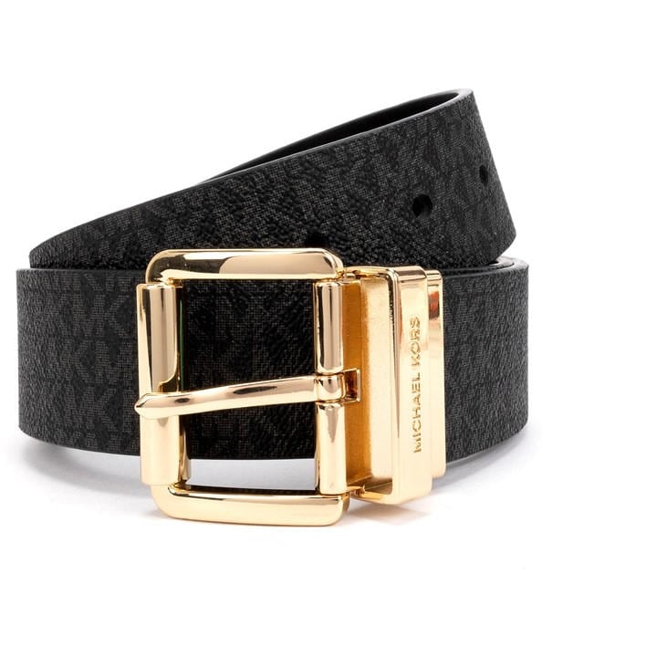 Michael Michael Kors Women's Black Signature Reversible Leather Belt in Size M, Sports Direct