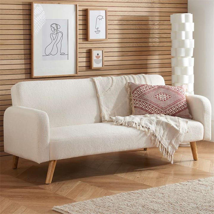 Birlea  White Micah Sofa Bed Boucle in Size Single, Sports Direct